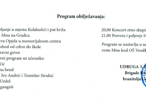 NAJAVA: Prvi susret iseljenih Uzdoljana i Dan 3. bojne brigade Rama i branitelja Uzdola