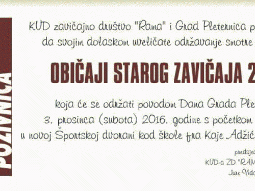 NAJAVA: Običaji starog zavičaja 2016.