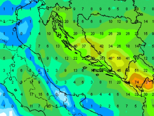 Tijekom petka moguća obilna kiša, bit će i bujičnih poplava