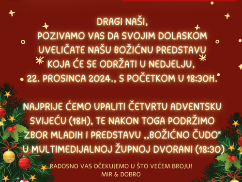 NAJAVA: Božićna predstava u župi Gračac