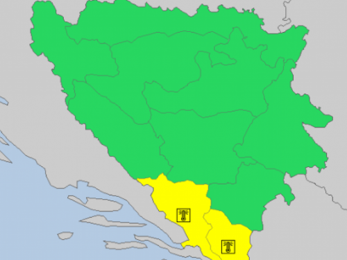 Žuti meteoalarm danas upaljen samo u Hercegovini
