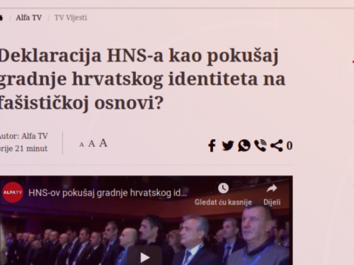 Ogoljena misao: Sarajevski medij Hrvate u BiH proglasio fašistima!