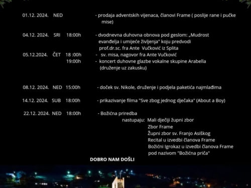 NAJAVA: Advent u župi Rumboci 2024.
