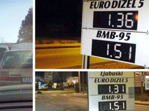 Gužve zbog niskih cijena goriva na jednoj benzinskoj crpki u Ljubuškom