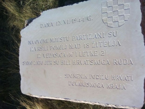 Podignuto spomen obilježje žrtvama partizanskoga zločina u Paklinama