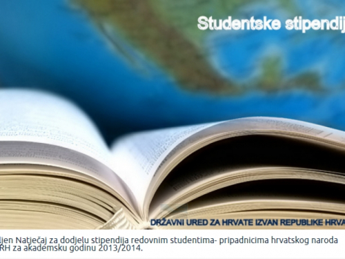 Natječaj za dodjelu stipendija redovnim studentima - pripadnicima hrvatskog naroda izvan RH