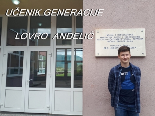 Lovro Anđelić učenik generacije u OŠ fra Jeronima Vladića Ripci