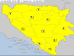 Upaljen je žuti meteoalarm u cijeloj BiH