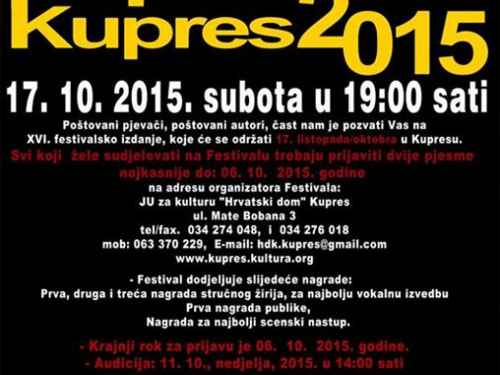 16. festival zabavne glazbe Pop Fest Kupres 2015.