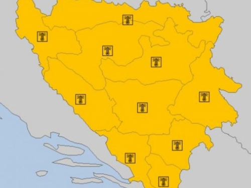 I danas opasno vrijeme u BiH, upaljeno narančasto upozorenje