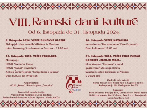 NAJAVA: 8. Ramski dani kulture - manifestacija koja ima dušu