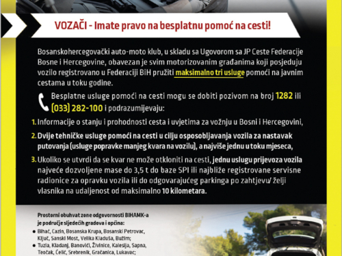 Vozači - imate pravo na besplatnu pomoć na cesti!