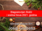 Božićna čestitka ministra pravde BiH dr. sc. Josipa Grubeše