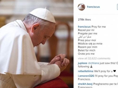 Instagram: Više od milijun i pol ljudi prati papu Franju