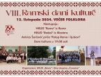 NAJAVA: Večer folklora u Prozoru - VIII. Ramski dani kulture