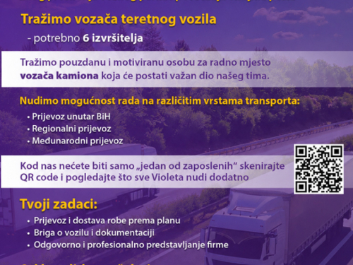 NATJEČAJ: Violeta širi svoj tim i traži vozače teretnih vozila!