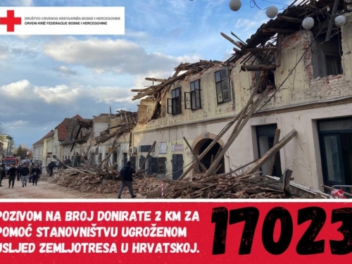 Crveni križ FBiH poziva: Donirajte 2 KM i pomozite unesrećenim građanima Hrvatske