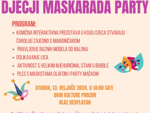 NAJAVA: Dječji maškarada party u Prozoru