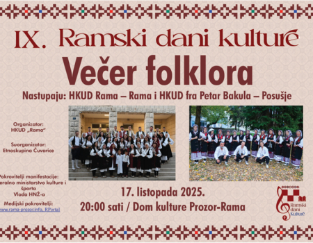 NAJAVA: Večer folklora u sklopu IX. Ramskih dana kulture