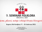NAJAVA: Deveti Seminar folklora Hrvata u BiH
