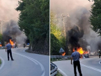Na magistralnoj cesti Prozor - Jablanica izgorio kombi