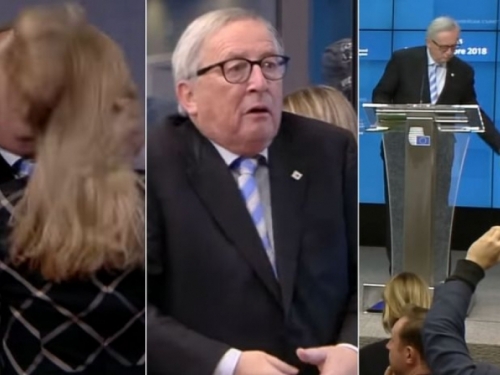 Junckerov dan ludila: Prvo se igrao sa kosom jedne žene, a onda su stvari izmakle kontroli