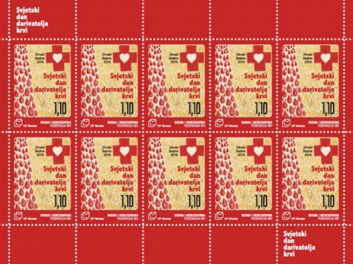 Prigodna marka HP Mostar „Svjetski dan darivatelja krvi“
