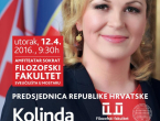 Predsjednica RH Kolinda Grabar Kitarović sutra na Filozofskom fakultetu