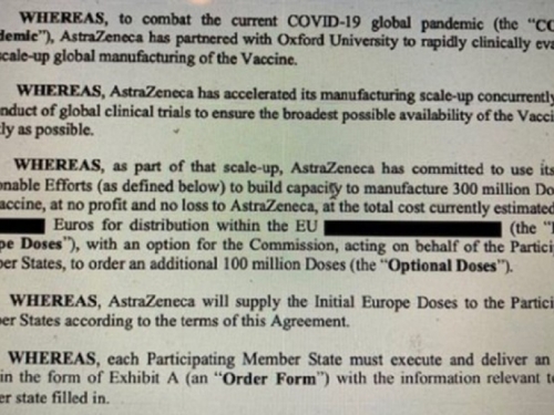 Europska komisija objavila ugovor s AstraZenecom, puno toga je zatamnjeno