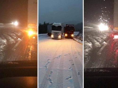 Snježni kaos na cestama kroz Hrvatsku