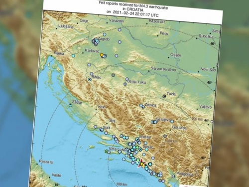 Jači potres zatresao Dalmaciju i Hercegovinu