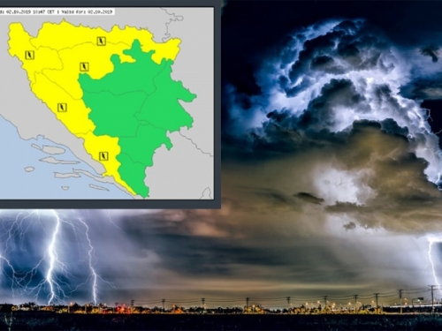 Žuti meteoalarm za četvrtak upaljen u BiH
