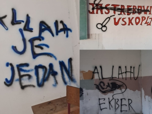 Uskoplje: U školi slomljen križ i ispisani grafiti