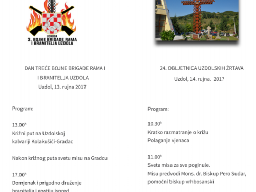 Najava i program obilježavanja Dana branitelja Uzdola i 24. obljetnice uzdolskih žrtava