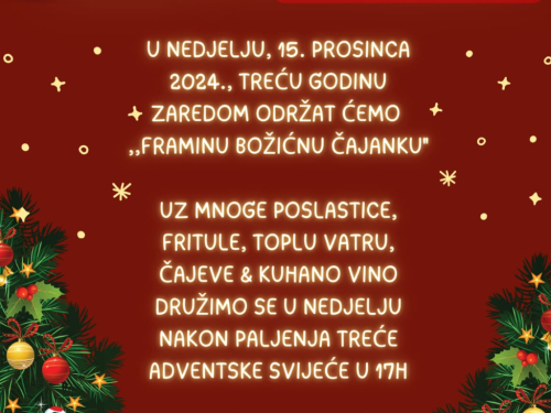 Poziv na 'Framinu božićnu čajanku' u Gračacu