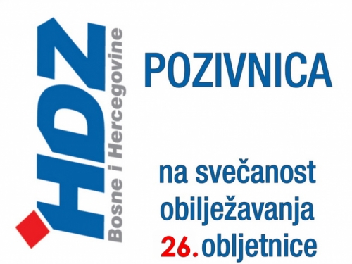 Poziv na obilježavanje 26. obljetnice osnivanja HDZ-a BiH u Rami