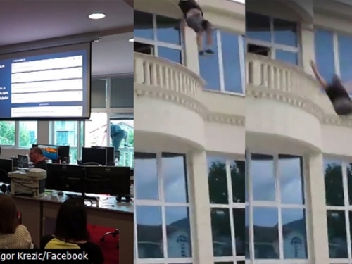 Vlasnik NSofta bacio se s balkona na drugom katu zgrade