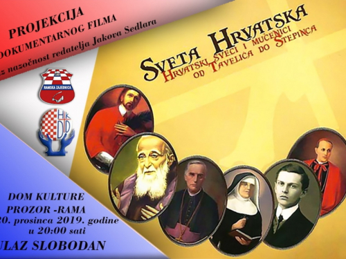 U Prozoru projekcija filma Jakova Sedlara ''Sveta Hrvatska''