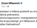 Milanović opleo po Indexu