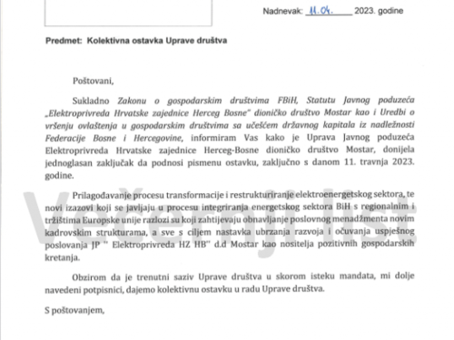 Svi direktori u Elektroprivredi HZ HB podnijeli ostavke