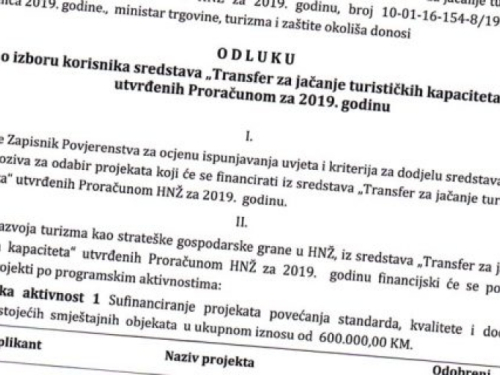 400 tisuća KM za jačanje turističkih kapaciteta u HNŽ: Objavljeni dobitnici