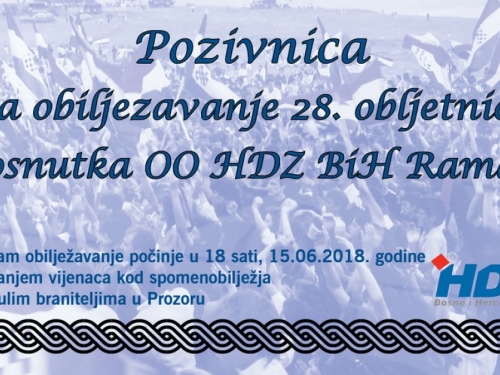 Javni poziv: Obljetnica OO HDZ BiH Rama