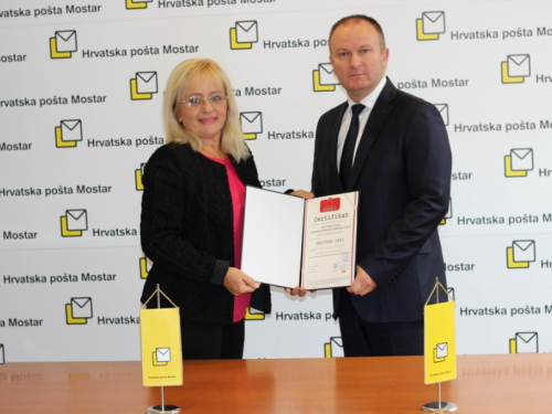 Hrvatskoj pošti Mostar dodijeljen Certifikat ISO/IEC 27001:2013