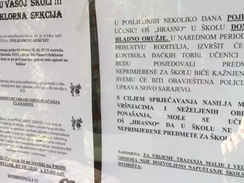 Strah u osnovnoj školi u Sarajevu, neki đaci na nastavu dolaze naoružani