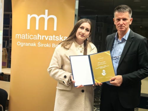 Ankica Šarčević osvojila prvo mjesto na natječaju Matica hrvatska u Širokom Brijegu