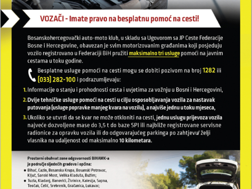VOZAČI - imate pravo na besplatnu pomoć na cesti!