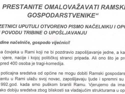 Ramski gospodarstvenici Načelniku: „Prestanite omalovažavati ramske gospodarstvenike!“