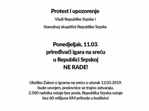 Kladionice u RS-u u ponedjeljak zatvaraju poslovnice