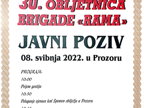 NAJAVA: 30. obljetnica Brigade Rama