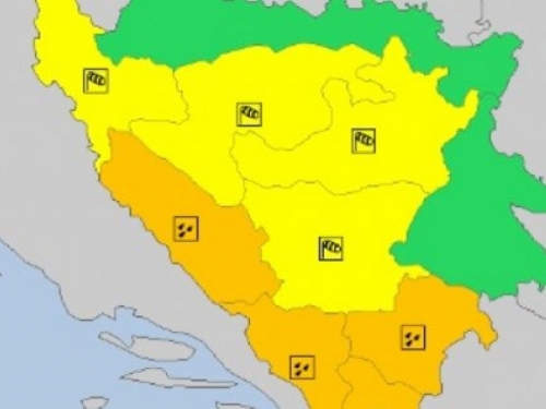 Upaljeni meteoalarmi za područje Hercegovine